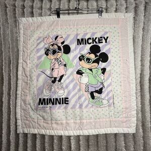 Vintage baby blanket Mickey‎ minnie Mouse Quilted 26x26 Multicolor
